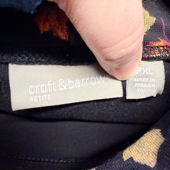 Croft & Barrow Womens T Shirt Top Long Sleeve Mock Neck Leaf Print Petite XL - Picture 6 of 8